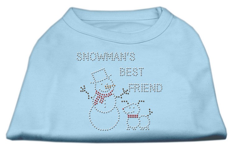 Snowman's Best Friend Rhinestone Shirt Baby Blue S